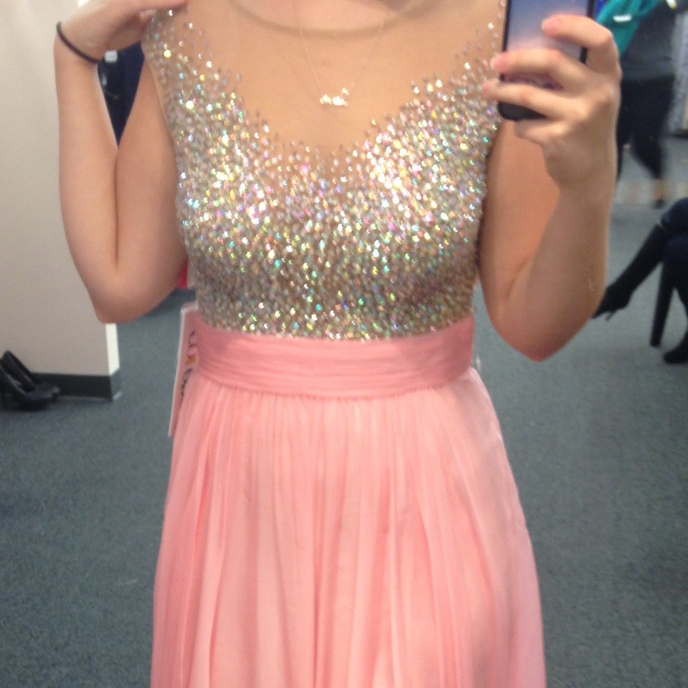 Pink Rhinestone Prom Gown - Picture 2 of 8